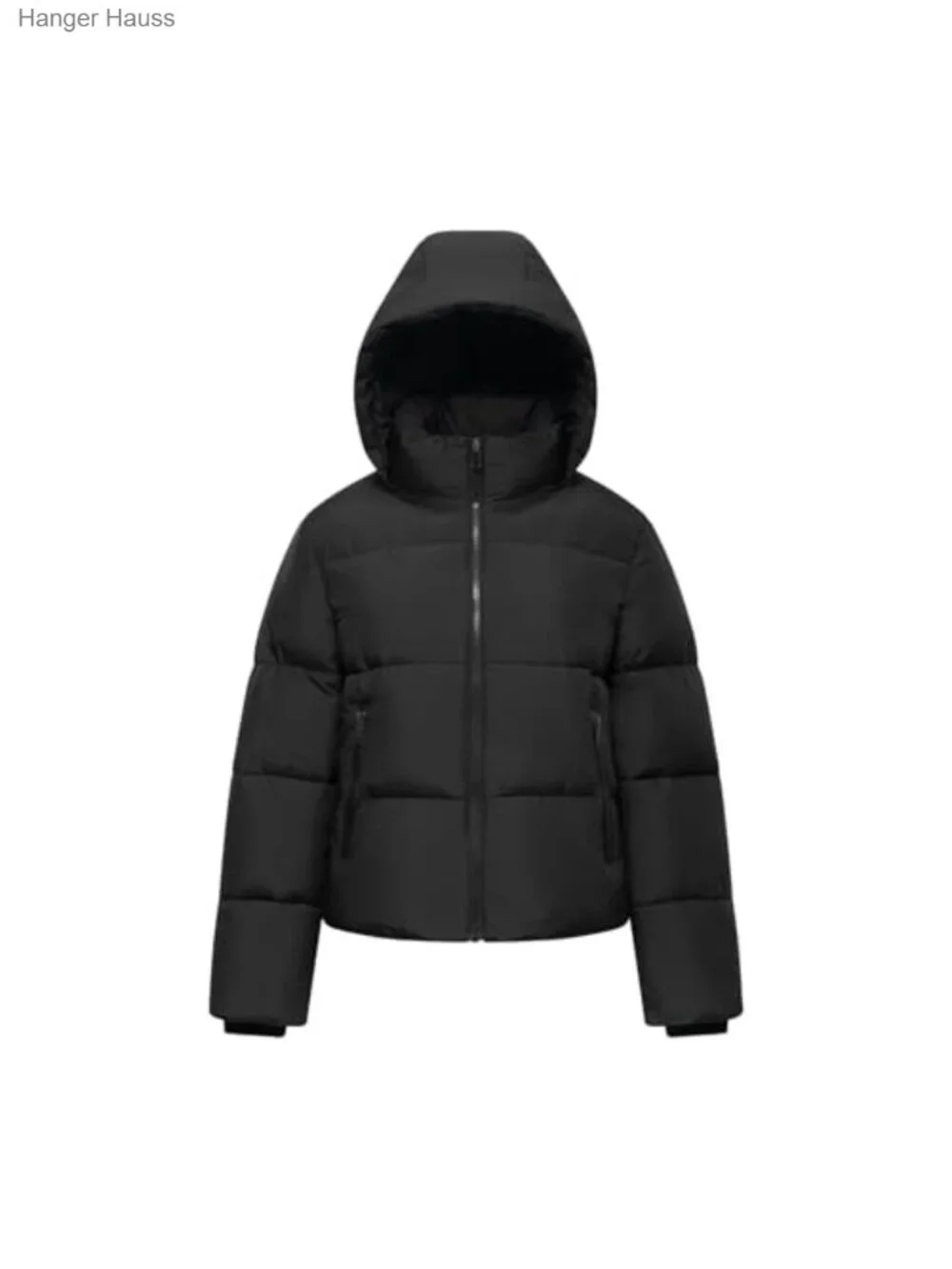 Women's Quilted Cropped Puffer Jacket, Removable Hood, Zippered Pockets, Warm